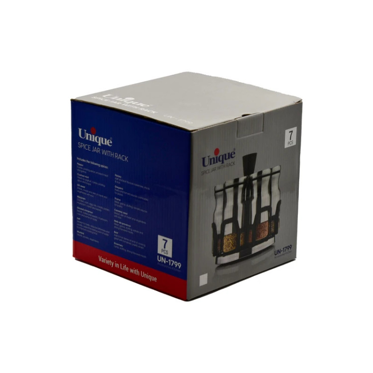 جای ادویه 7 پارچه یونیک کد 1799 استیل ضدزنگ با پایه چرخان