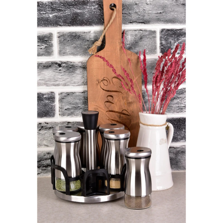 جای ادویه 7 پارچه یونیک کد 1799 استیل ضدزنگ با پایه چرخان