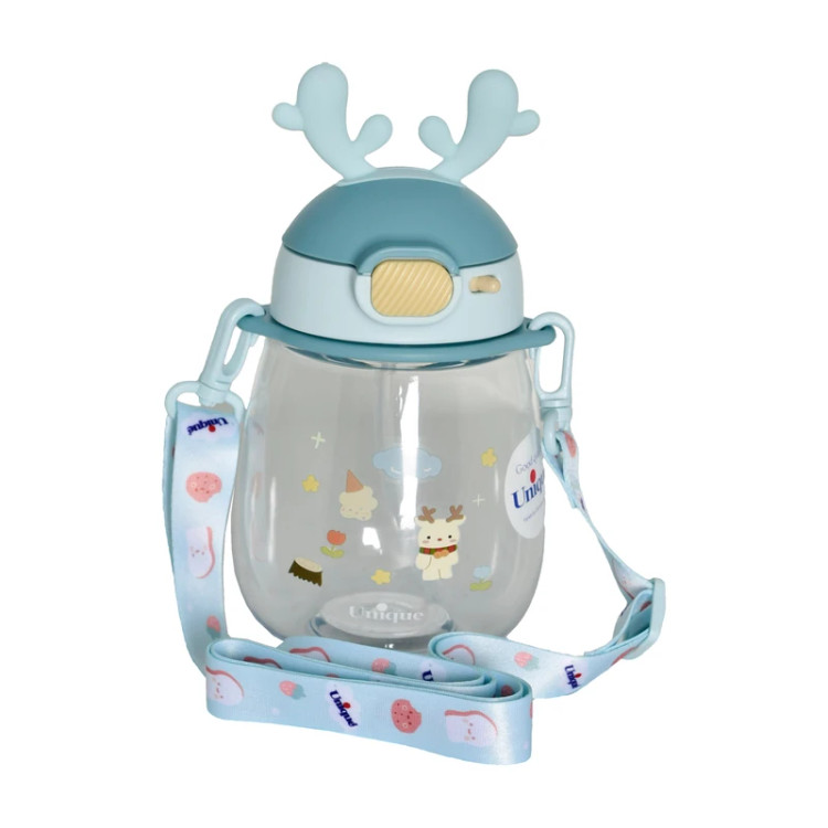 قمقمه کودک یونیک کد 1911 با گنجایش 0.6 لیتر، نیدار و بنددار، طرح گوزن فانتزی، مناسب مهدکودک و مدرسه”