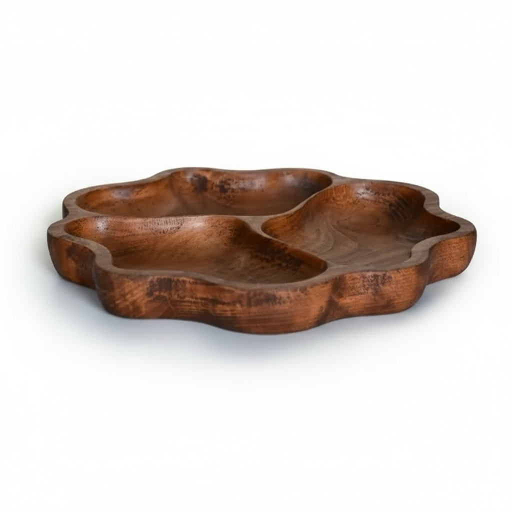 اردور خوری چوبی طرح گل سه خانه راش کد 4562 