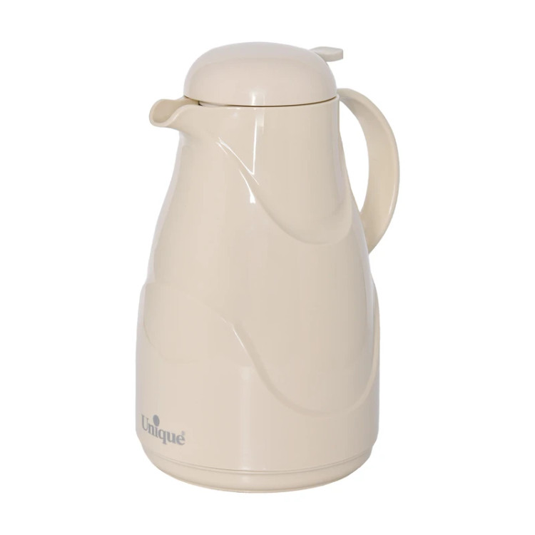 فلاسک یونیک مدل UN‑1905 با گنجایش ۱ لیتر و طراحی سفید براق مناسب نگهداری چای و قهوه.