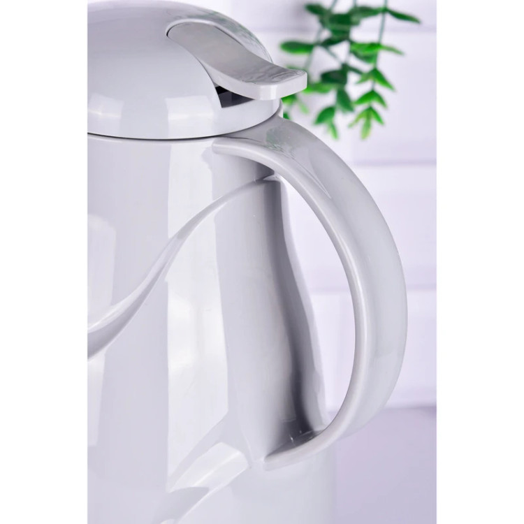 فلاسک یونیک مدل UN‑1905 با گنجایش ۱ لیتر و طراحی سفید براق مناسب نگهداری چای و قهوه.