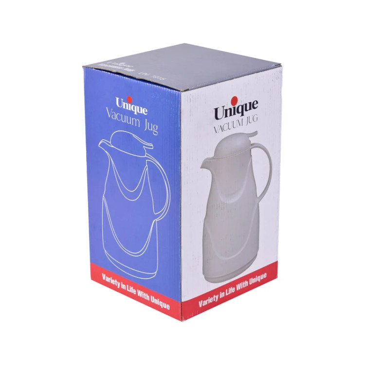 فلاسک یونیک مدل UN‑1905 با گنجایش ۱ لیتر و طراحی سفید براق مناسب نگهداری چای و قهوه.