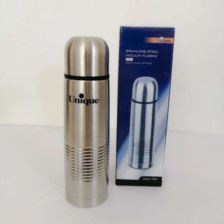 فلاسک استیل یونیک مدل UN‑1998 با ظرفیت ۱ لیتر و درپوش لیوانی ضدنشتی مناسب سفر و محل کار.