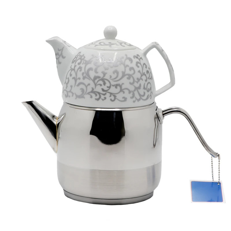 ست کتری و قوری یونیک کد UN-7280 با کتری استیل ضدزنگ و قوری چینی طرحدار. طراحی مدرن، دوام بالا و حفظ عالی عطر و طعم چای. انتخابی ایدهآل برای دکوراسیون آشپزخانه و جهیزیه عروس با تضمین کیفیت برند یونیک.