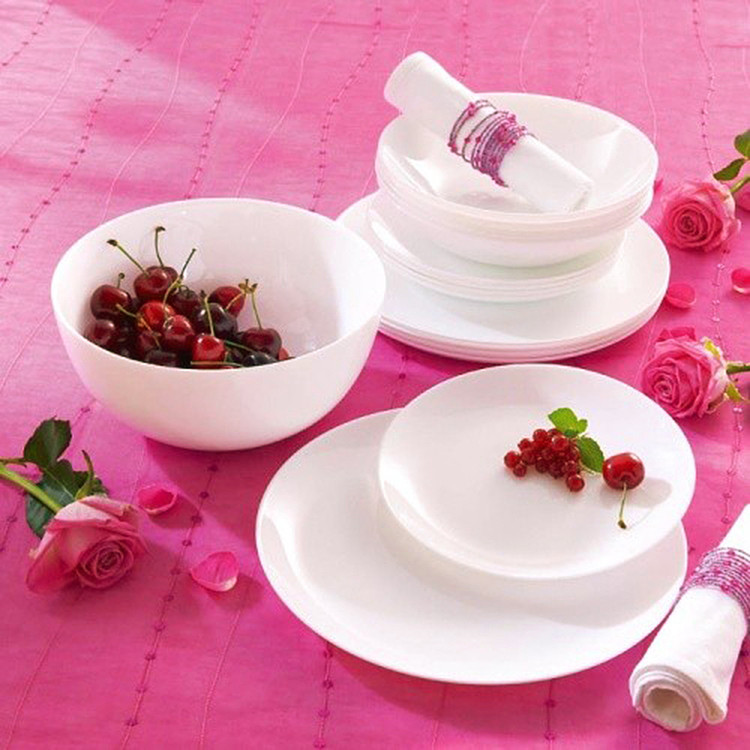 سرویس غذاخوری ۲۶ پارچه لومینارک (Luminarc) مدل دیوالی سفید (Diwali White)