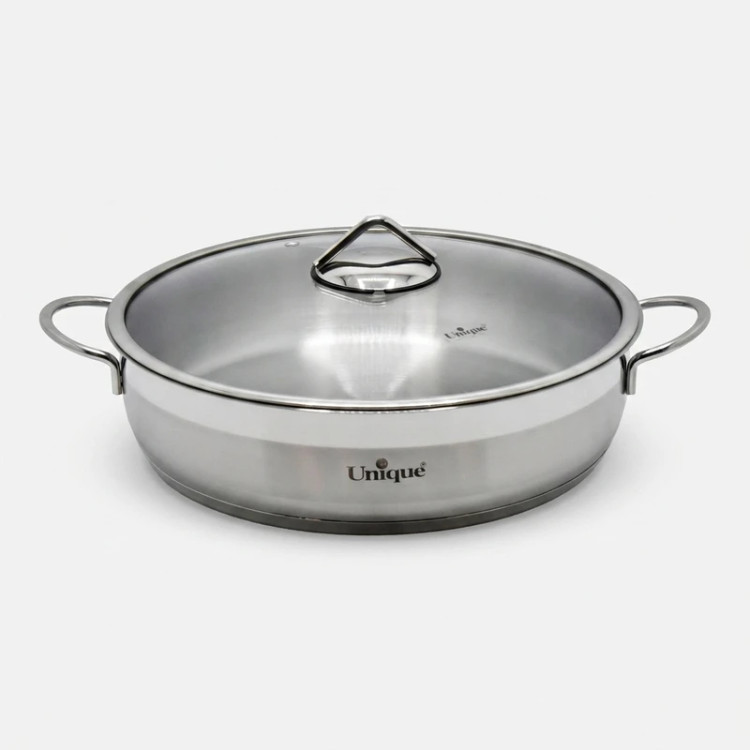 تابه دودسته دربدار استیل یونیک (Unique) مدل UN-9947 سایز ۳۲ سانتیمتر