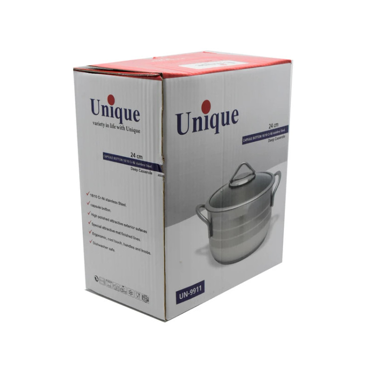 قابلمه استیل یونیک (Unique) مدل UN-9911 سایز ۲۴ سانتیمتر